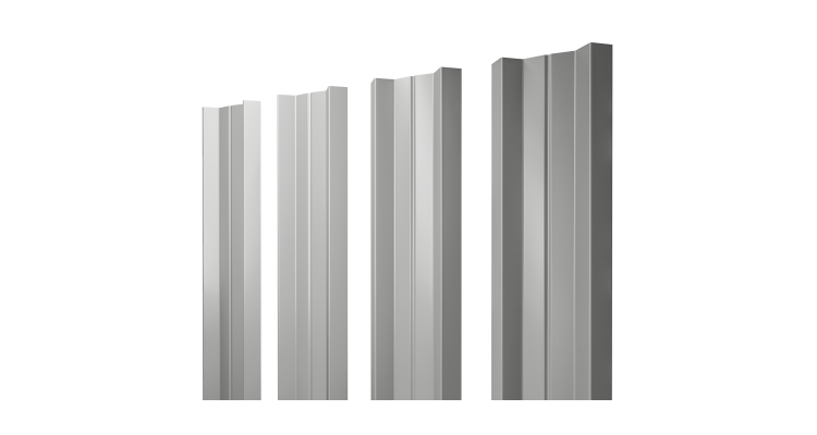 Штакетник М-образный А с прямым резом 0.5 Satin RAL 9006 бело-алюминиевый