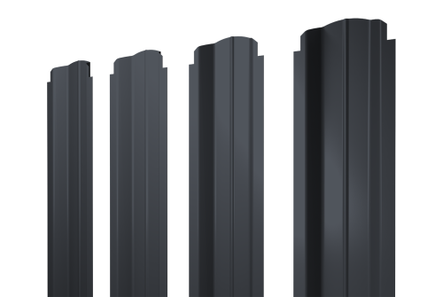 Штакетник П-образный B фигурный 0,4 PE-Double RAL 7024 мокрый асфальт