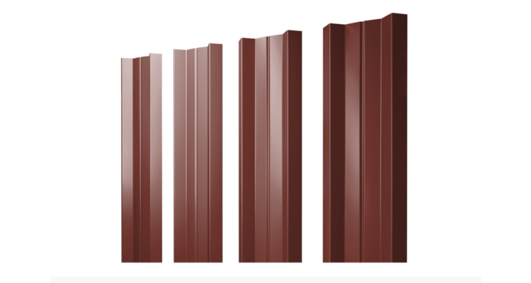 Штакетник М-образный A с прямым резом 0.45 PE RAL 3009 оксидно-красный