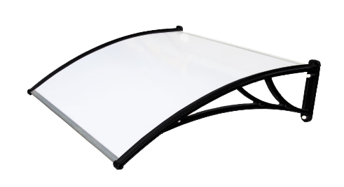 Козырек Krovent из поликарбоната 1200х930х280 молочный (черный кронштейн)