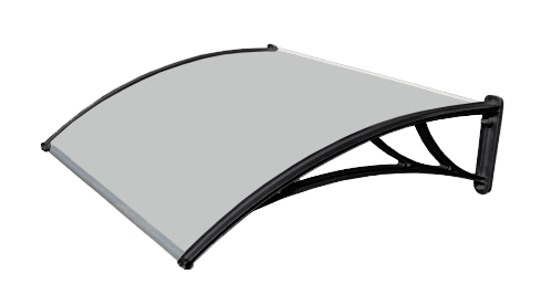 Козырек Krovent из поликарбоната 1500х930х280 серебристый (черный кронштейн)